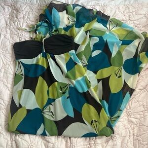 Miss Bisou Green, Brown, and Blue Y2K Maxi Dress